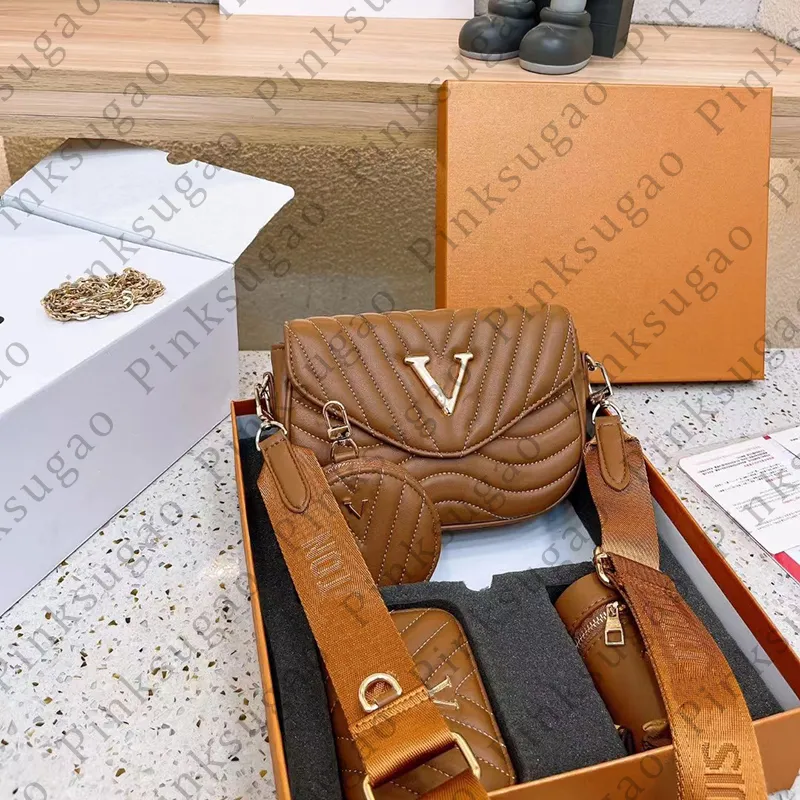 Różowa designerska torba na ramię w torbie Cross Crossbody z portfelem torba 3 w 1 modzie Wysokiej jakości torebki luksusowe torebki torba zakupowa 3PCS/set Chaoka-230925-125