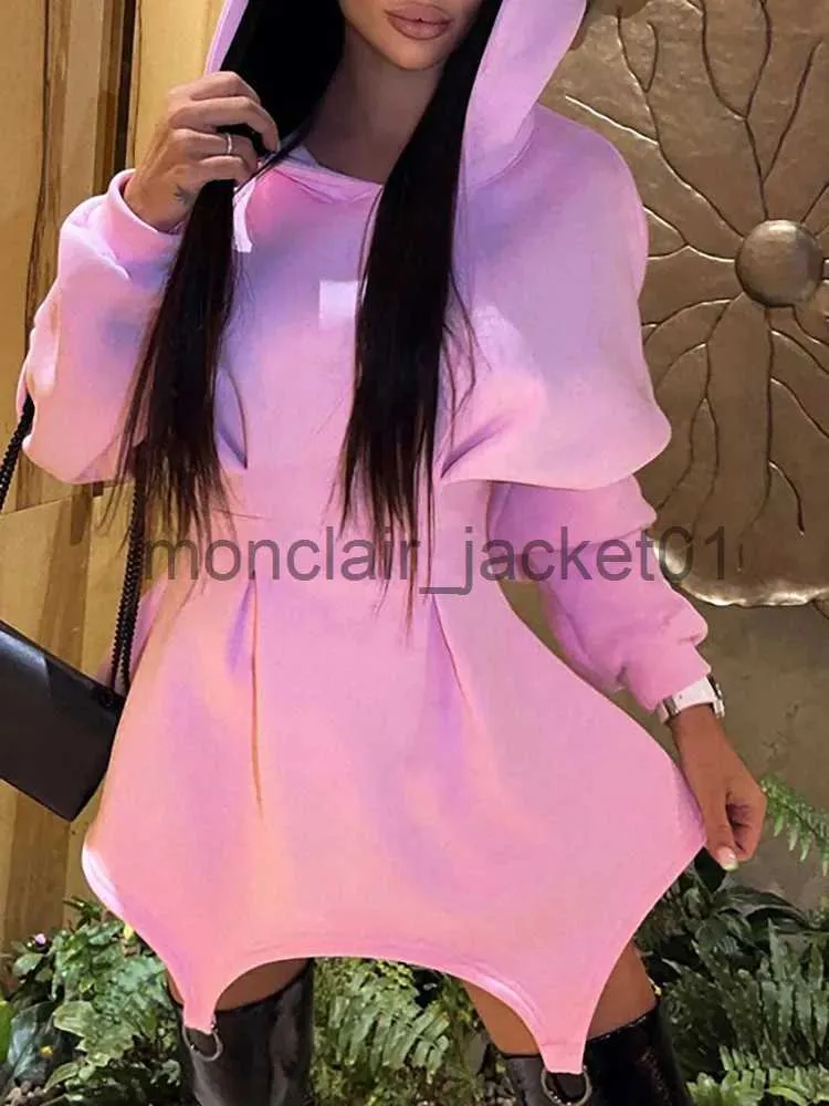 Bluzy Bluzy Women Bluzy Kobiety Autumn pusta Hollow Out Harajuku Bluza Patchworka Solidne długi rękaw z kapturem Top Sexy Streetwear Kobieta luźne bluzy j2309