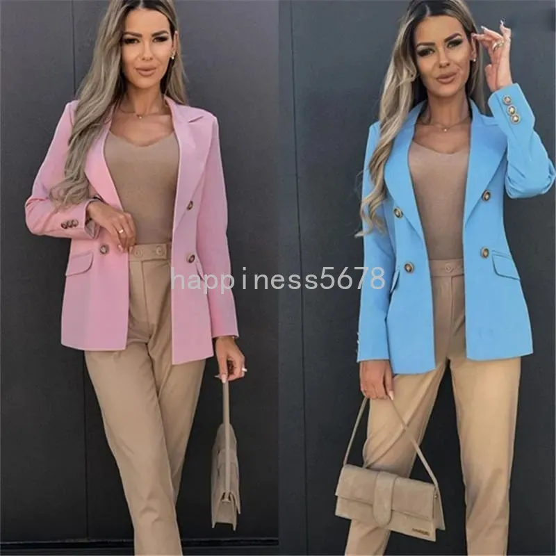 Costumes pour femmes printemps automne veste femmes 2023 vestes pour la mode habillé grande taille à manches longues Double boutonnage manteau Blazer