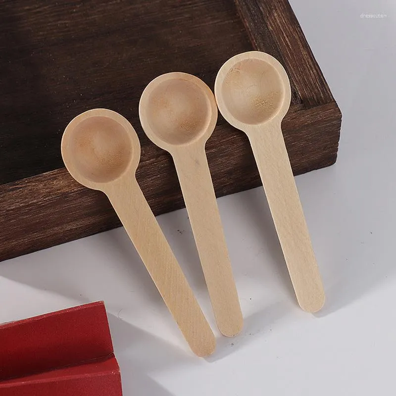 Spoons 10PCS Mini Wooden Spoon Wood Tableware Anti-Scald Tea Coffee Stirring Kitchen Cooking Utensil Tool Soup Teaspoon