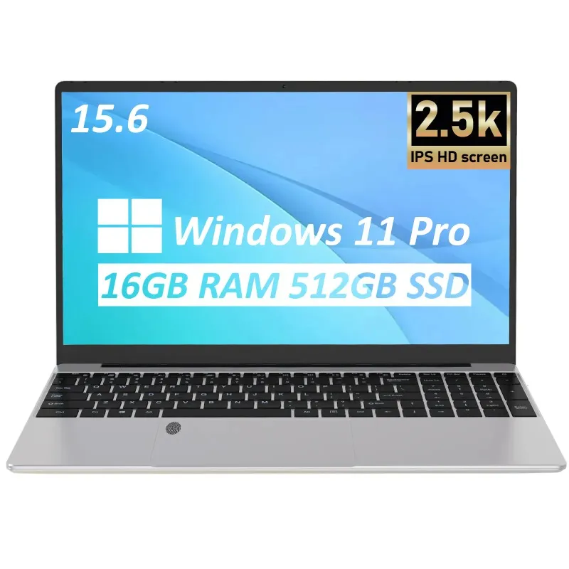 15.6 Inch 16GB Laptop Windows 11 Notebook Intel Celeron N5095 Office Computer Backlit with WiFI Camera BT Fingerprint