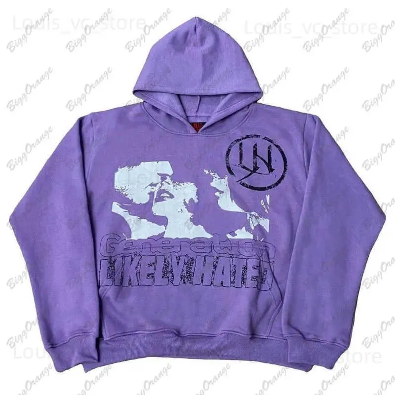 Men's Hoodies Sweatshirts Purple hoodie vintage y2k plush hoodie women's new original street sweatshirt 2023 black hoodie niche fashion streetwear promo T230928