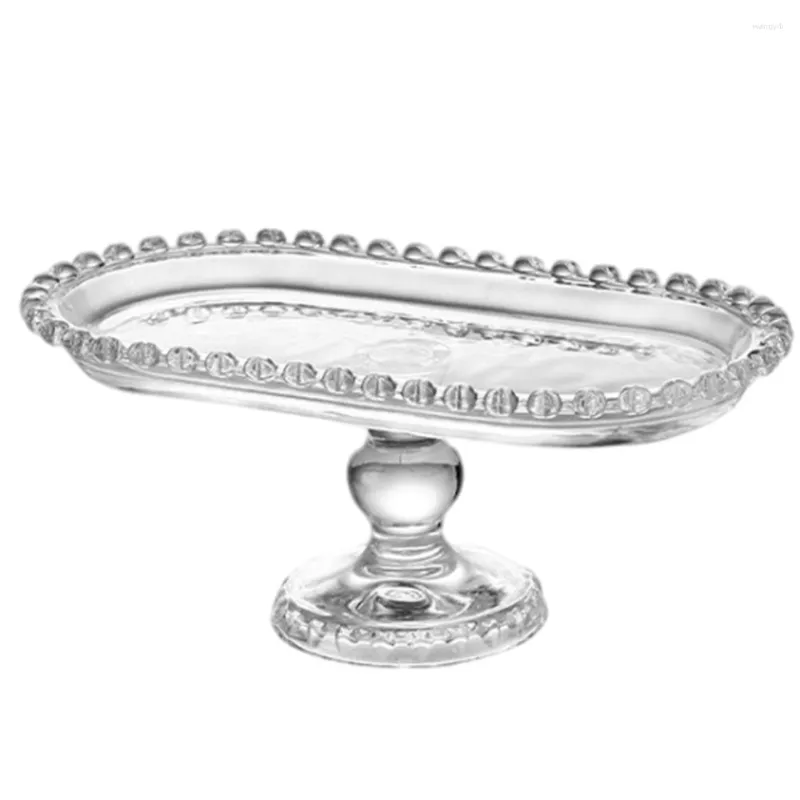 Zestawy naczyń stołowych taca deserowa gospodarstwo domowe Owoce Owoce Dekoracje ciasta weselne Crystal Glass Owoce okrągłe wykwintne wyświetlacze na potrawy do serwowania