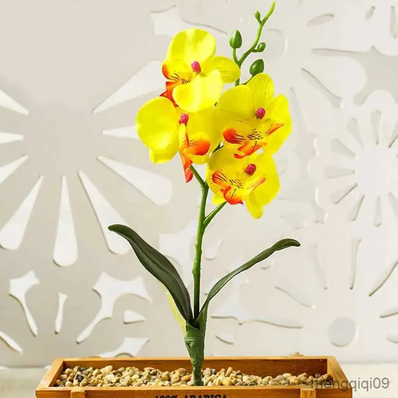 Décorations de Noël Real Touch Mini petite orchidée branche de fleur artificielle plantes en pot accessoires de mariage fête maison décor de Noël affichage de table