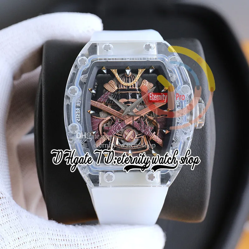 RRF 47 Japan Miyota NH Automatic Mens Watch Crystal Transparent Case Golden Samurai Armor Dial Transparent Rubber Strap Super version eternity Wristwatches