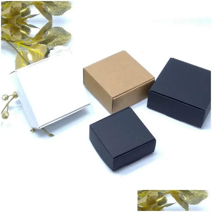 50pcs Multifunction Kraft Paper Box Brown Cardboard Handmade Soap Box White  Craft Paper DIY Gift Box Black Packaging Jewelry Box