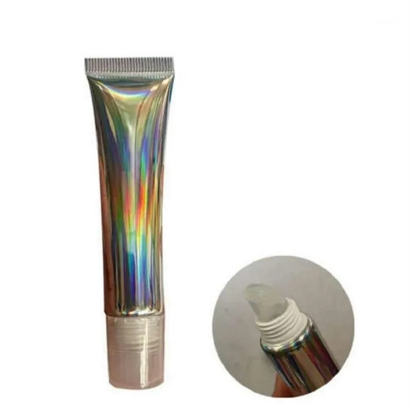 15ML G Holographic Silver Freef Squeeze Lip Gloss Tube Plastic Lipgloss Container 20ml G Cosmetic Packaging Bottion 50Pieces13293