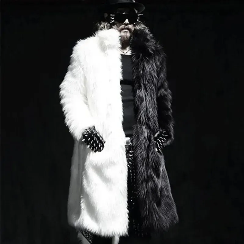 Men's Fur Faux Fur Winter men's fur coat long fur coat casual warm jacket black and white colored windbreaker 230927