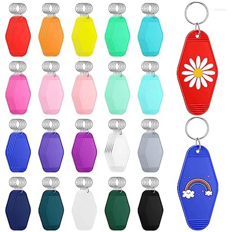 Keychains 100 Pcs ABS Blank El Motel Keychain Plastic Sublimation Bulk 20 Colors