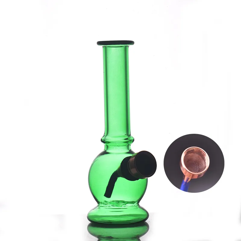 Mini narghilè verde economico da viaggio, la più recente pipa per tabacco in vetro colorato, dab rig, bong, con ciotola per erbe secche in metallo con gambo inferiore