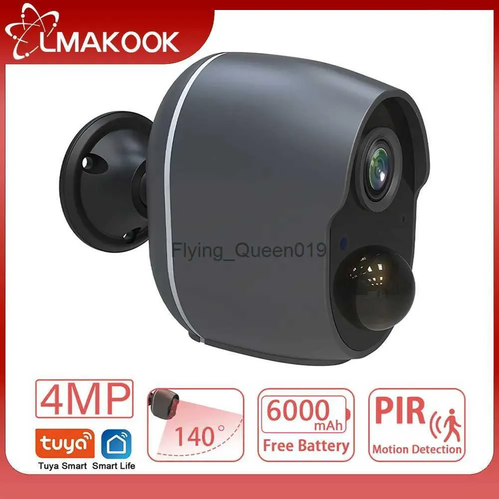 CCTV 렌즈 LMAKOOK 4MP WIFI 카메라 PIR 모션 감지 내장 배터리 홈 보안 감시 카메라 IR 야간 비전 Tuya Smart YQ230928