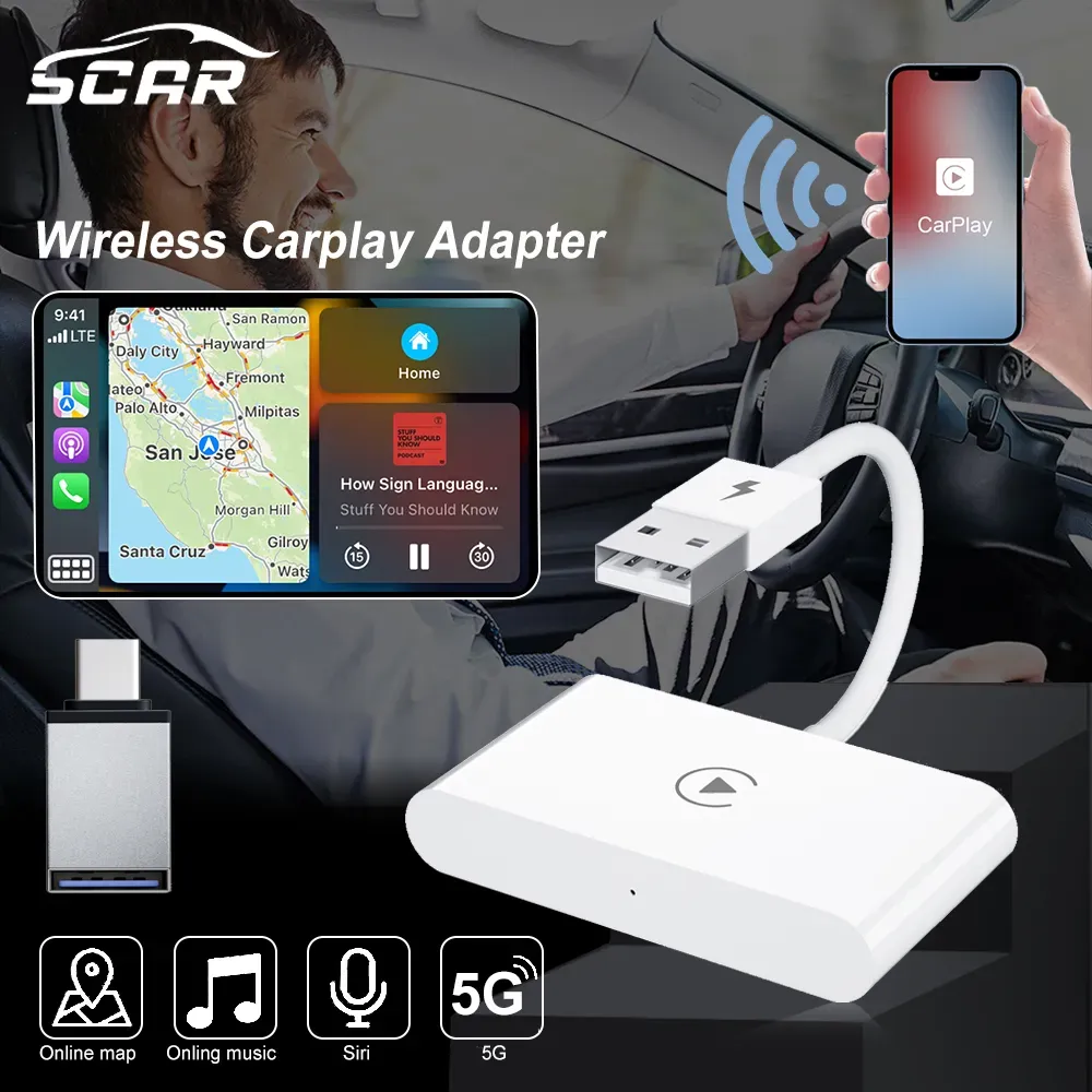 Car Dvd Wireless CarPlay Adapter For IPhone Wireless Auto Car Adapter  Wireless Carplay Dongle Plug Play 5GHz WiFi For IOS TV BOX From Zeemr,  $10.28