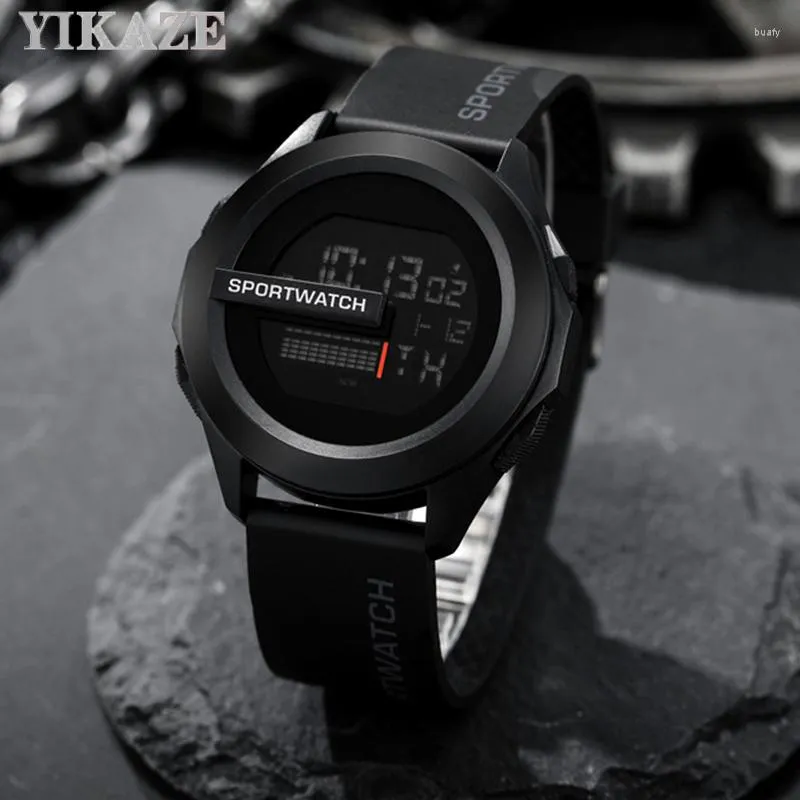 Lristwatches Yikaze Men Sport Lead Watches Military Digital Clock Rubber Man Man Fitnes Athlete Timeking Watch Electronic Watch