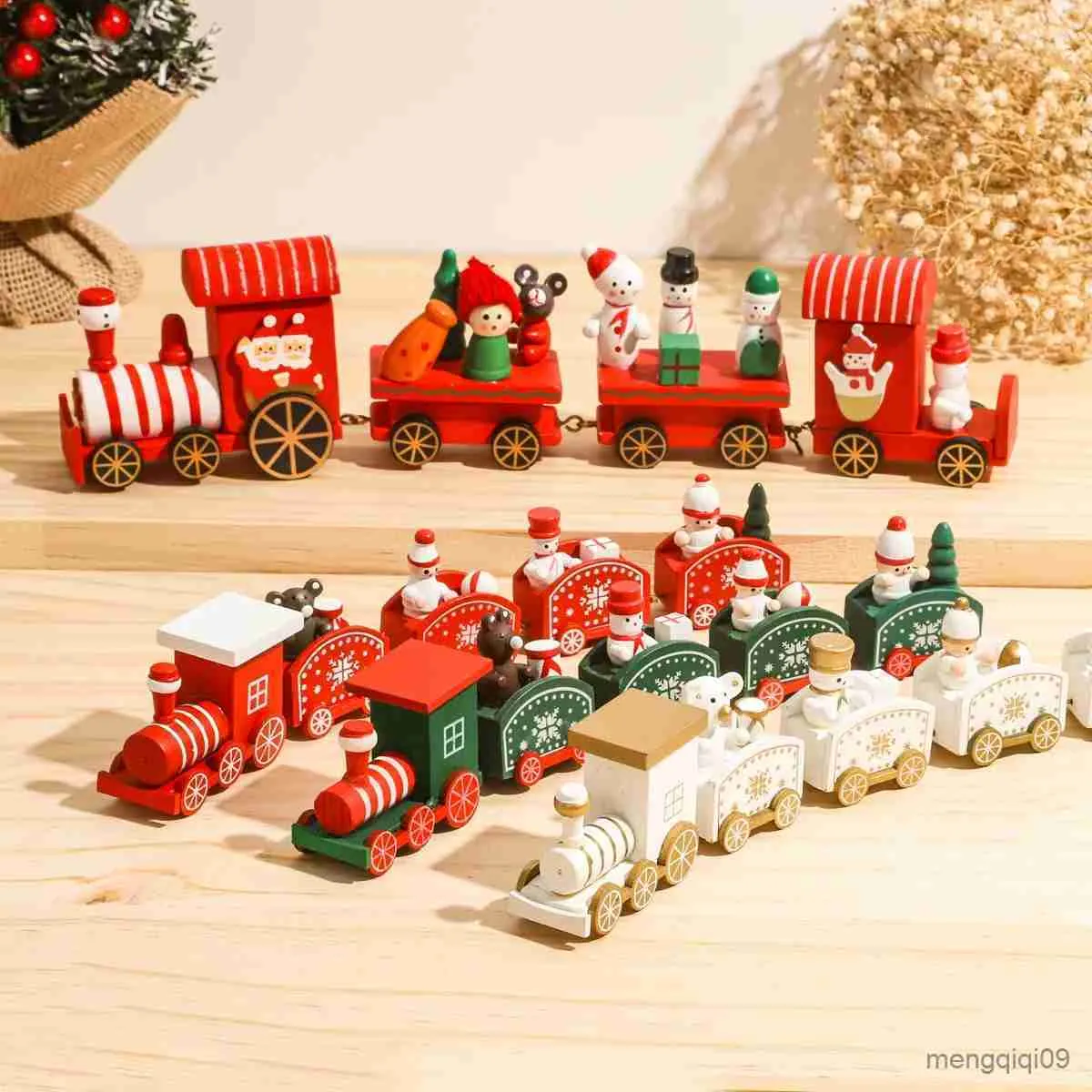 Juldekorationer trä/plast tåg julprydnad god jul dekoration för hem julklappar naturliga nyår