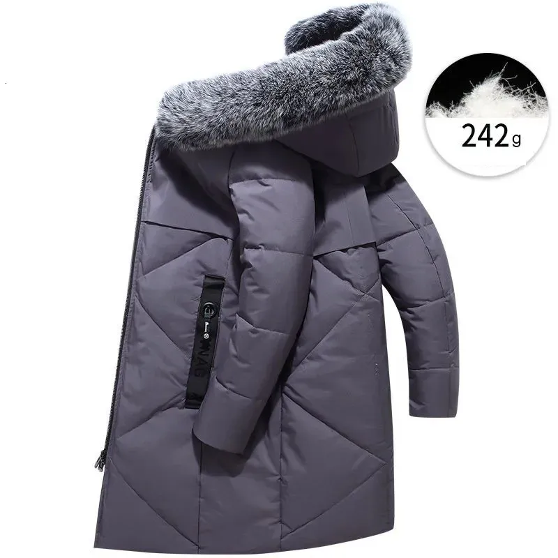 Mens Down Parkas Winter Jackets Thickened Midlength Jacket Korean Version Slimfit Couple Warm Fur Collar 230927