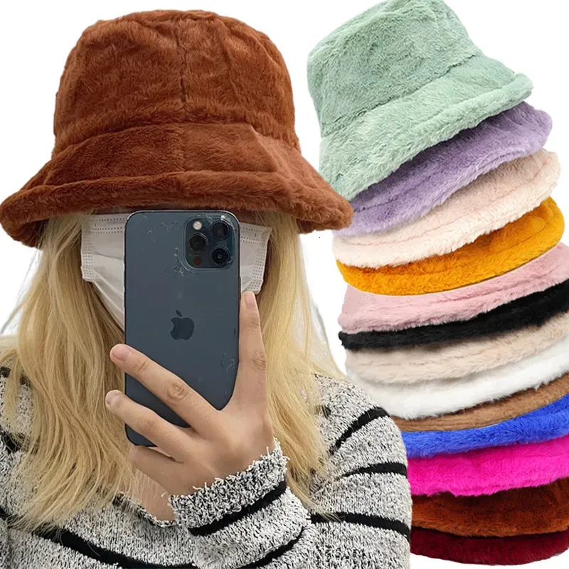 Шляпы с широкими полями, осень-зима, плюшевая милая шляпа, однотонная модная теплая ветрозащитная, холодозащитная женская кепка художника 230927