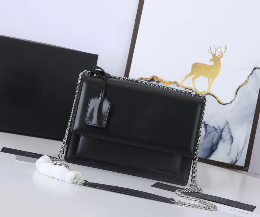 Sunset Designer Leather Bag | Medium Flap Chain Shoulder Bag | Women's Crossbody Purse Sunset Designer Leather Bag | Medium Flap Chain Shoulder Bag | Women's Crossbody Purse