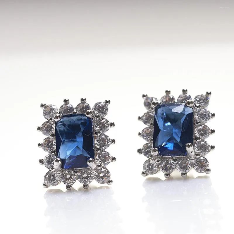 Stud Earrings Cellacity Women Sapphire Color Gemstone Stub Earring For Charm Lady Silver 925 Jewerly Female Dating Party Fine Gift