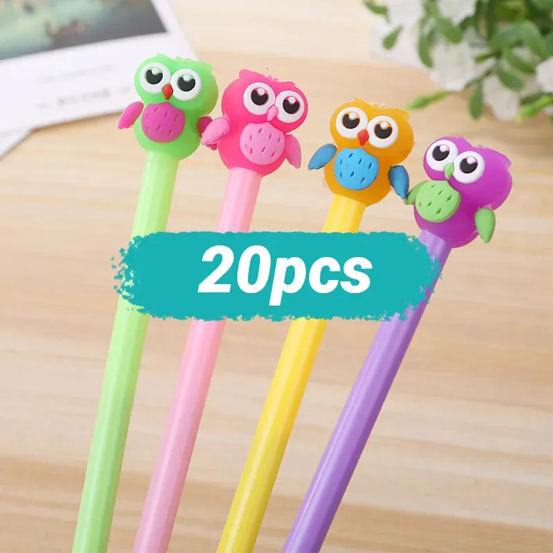 Ballpoint Pens 20 Pcs Cute Owl Gel Pen South Korea Cartoon Water Student Kawaii School Supplies for Writing Material Escolar 230927