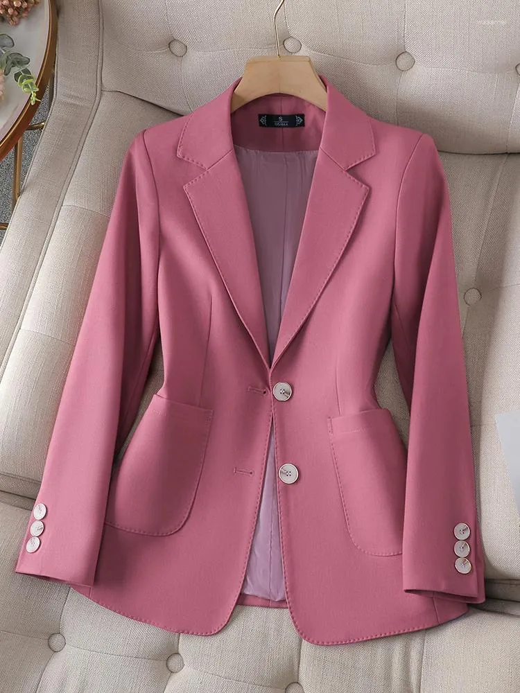 Women's Suits Autumn Winter In Women Blazers Pink Black Beige Female Long Sleeve Single Breasted Slim Jacket Elegant Ladies Work Wear Coat