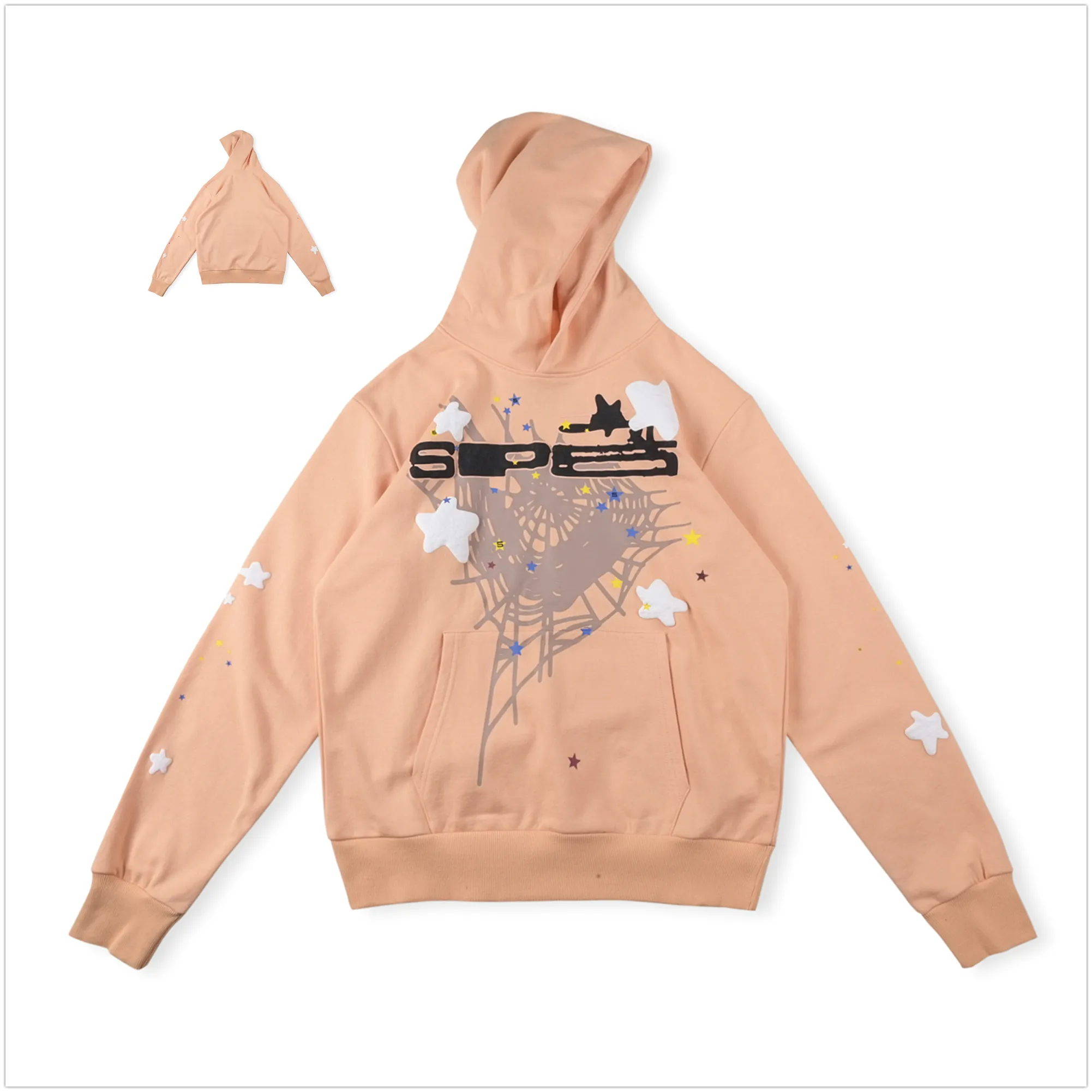 Sp5der M サイズ Spider Hoodie Pink Sp5der Graphic Hoodies Puff Print