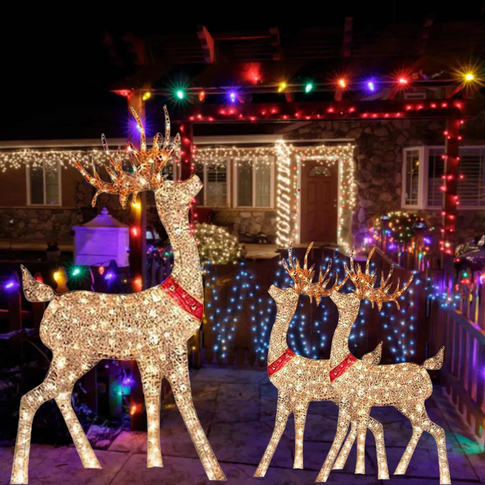 Décorations de Noël Cerf lumineux de Noël LED Renne éclairé de Noël pour la décoration de Noël Ornement de renne lumineux Décor extérieur Noël 230927