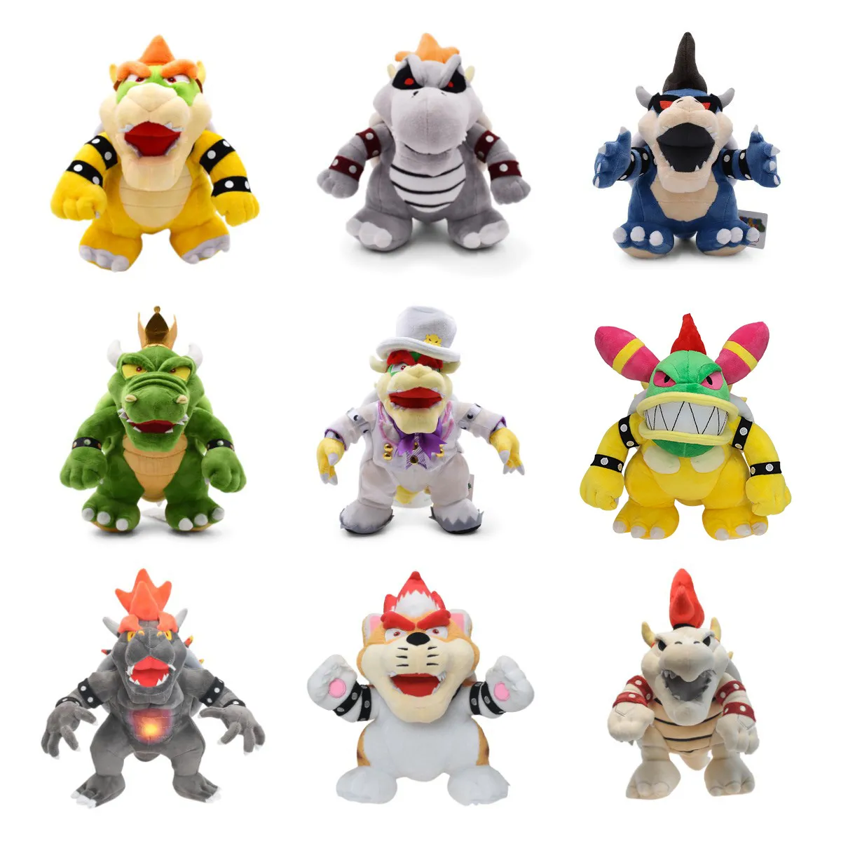 Clássico fogo dragão brinquedos de pelúcia 10 estilos animais de pelúcia plushies koopa rei boneca crianças presente de brinquedo de natal