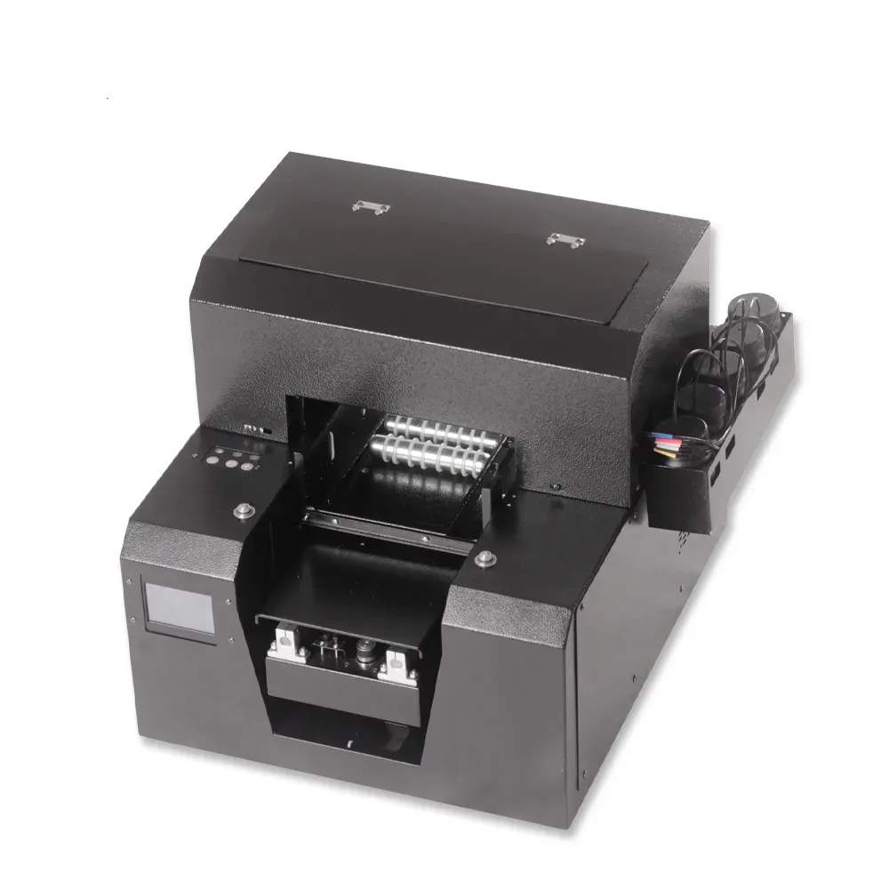 La impresora de inyección de tinta cilíndrica plana UV A4 se utiliza para la impresión de patrones en carcasas de teléfonos, bolígrafo de tarjeta de PVC acrílico, termo de metal de vidrio de madera
