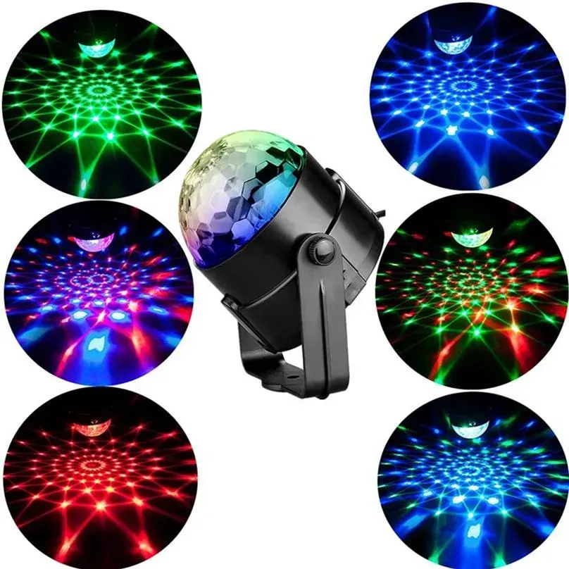 Umlight1688 Sound Activated Rotating Disco Ball Party Lights Strobe Light 3W RGB LED Stage Lights For Christmas Home KTV Xmas Wedding 12 LL