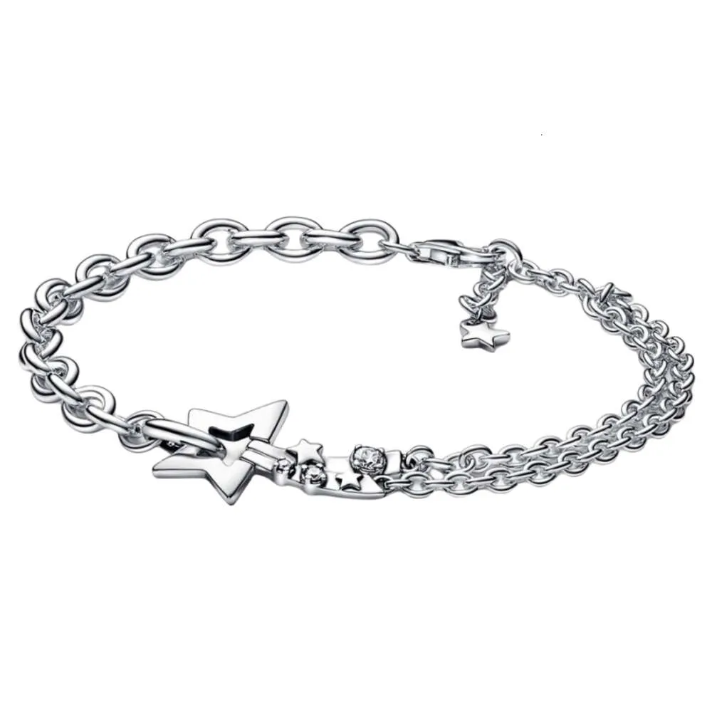 Armband Pandorara Designer Luxusmode Damen Neu Weiß Kupfer Silber Schneeflocke Armband Fünfzackiges Sternarmband