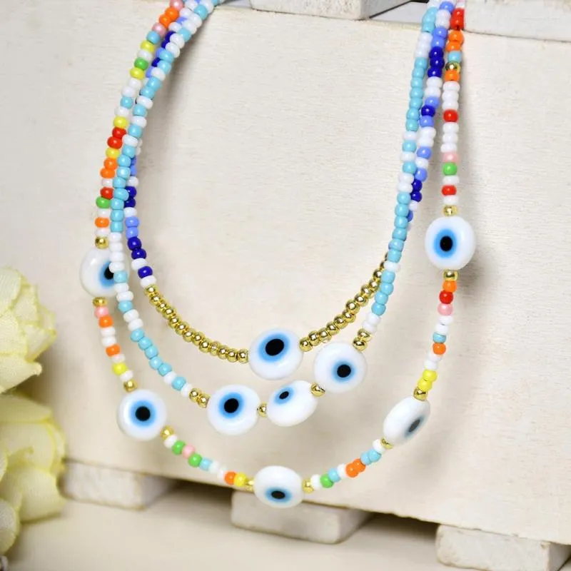 Choker Accessory Blue Eyes Ultra Small Rice Beads Beaded Item Foreign Trade Devil's Eye Clavicle Chain Necklace One Piece