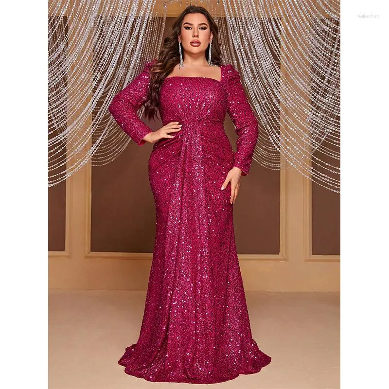 Glittery Sequin Plus Size Evening Gowns For Plus Size Women Square