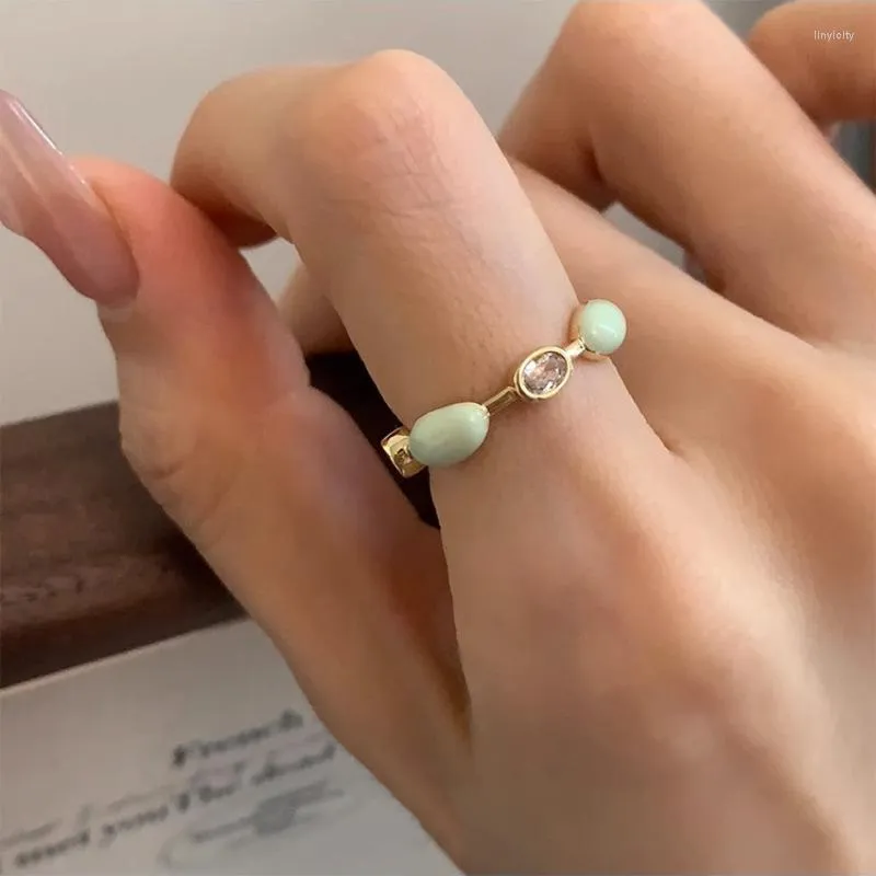 Anéis de casamento estilo coreano esmalte para mulheres anel de noivado de punho aberto joias vintage presente bague