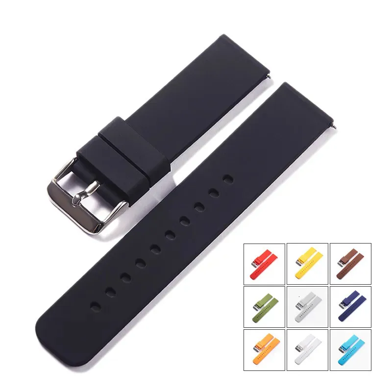 Titta på band Silikonrem Snabbutgivningen 18mm 20mm 22mm 24mm Waterproof Soft Rubber Smart Band Wrist Armband Bälten 230928