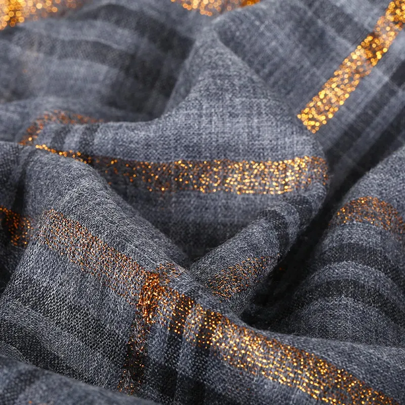 Scarves Scarf Luxury Wool scarf Women Golden silk plaid autumn winter allmatch wool thin Warm Large Size 230928