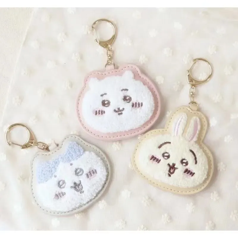 Plush Keychains Cute Chiikawa Hachiware Usagi Rabbit Face PU Keychain Small Pendant 8CM Kids Stuffed Toys For Children 230927