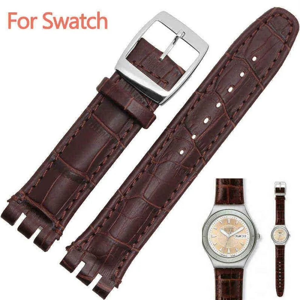 17mm 19mm strap for s band Genuine Calf Leather Strap Band Black Brown White Waterproof High Quality H220419265C