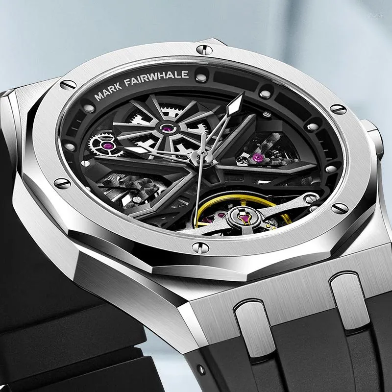 손목 시계 Fairwhale Mens 시계 감시 최고 방수 라미네이트 자동 기계식 남성 Tourbillon Sports Wristwatch