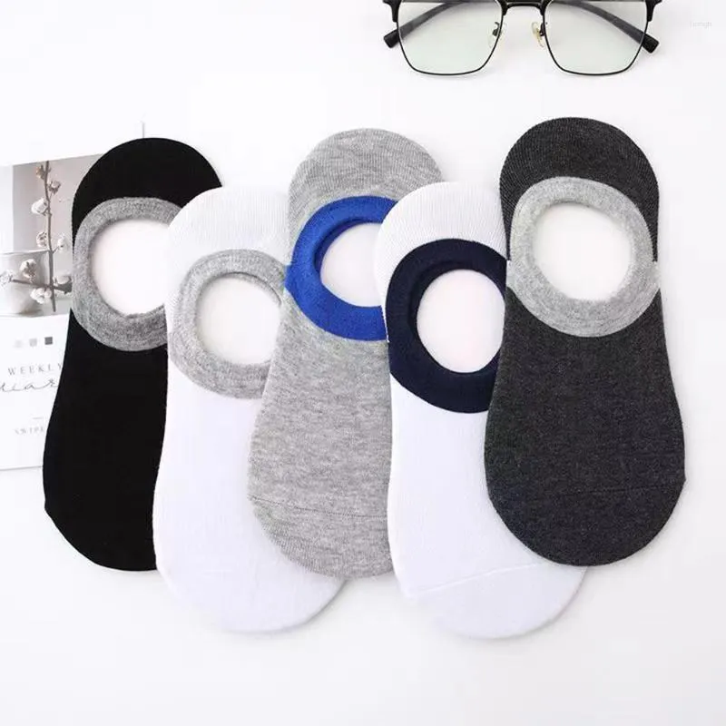 Men's Socks 5 Pairs Men Cotton Invisible Antibacterial Ankle Boat Summer Breathable Silicone Non Slip Sports Low Cut Short