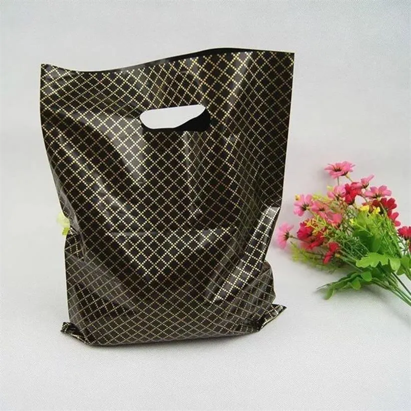 Black Lattice Large Plastic Shopping Bags Thick Boutique Gift