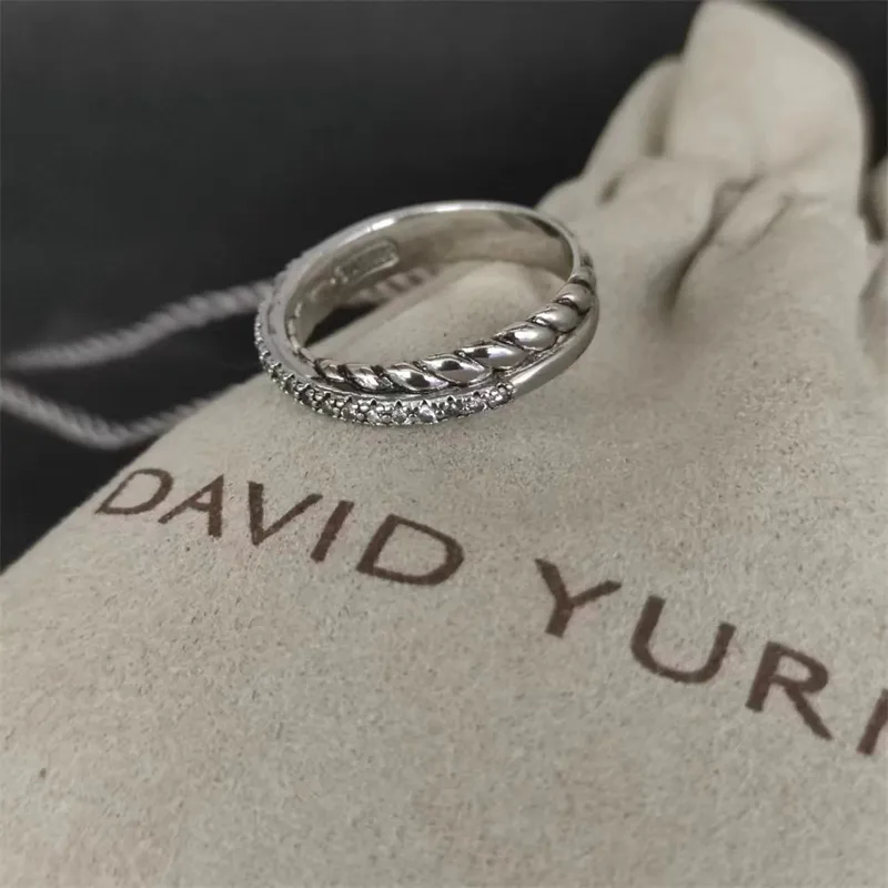 Dy Twisted Vintage Band 디자이너 결혼 반지를위한 결혼 반지 선물 다이아몬드 925 Sterling Silver Dy Ring Men 개인화 된 패션 14K Gold Plating Engagement Jewelry