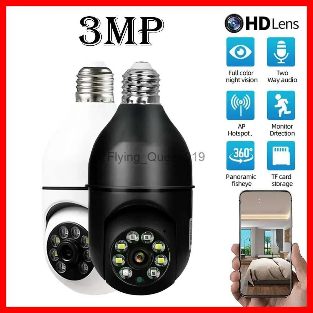 Objectif CCTV Ycc365plus Caméra de surveillance Wifi Vision nocturne Couleur Rotation automatique Surveillance sans fil Moniteur de sécurité E27 Ampoule Caméra YQ230928