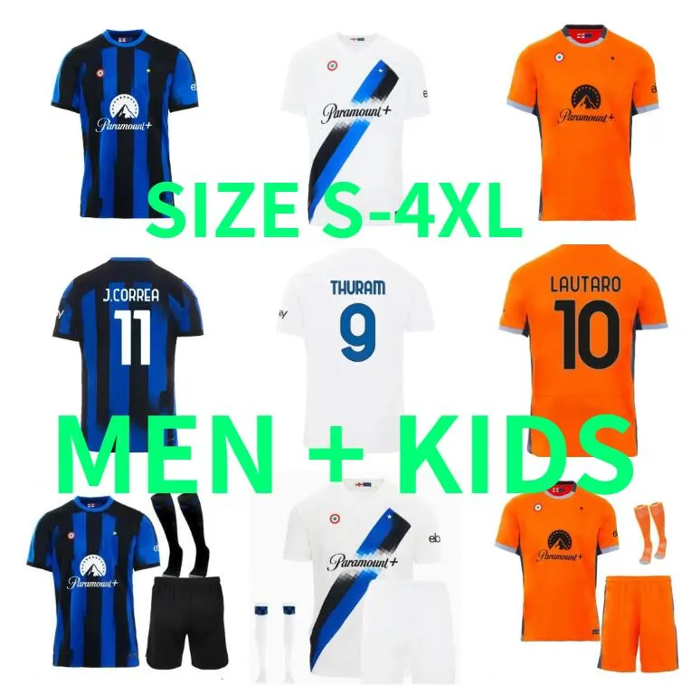 3XL 4XL 23 24 InterS LAUTARO Milans Fußballtrikots JUBILÄUM CORREA DZEKO BARELLA SKRINIAR 2023 2024 BROZOVIC Home Third Fußballtrikot Uniformen Männer Kinder