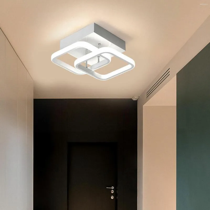 Deckenleuchten, moderne LED-Einbauleuchte, weiße Acryl-Lampe mit 3 Stützstangen, quadratisch, schlicht, Innen-Schlafzimmer-Beleuchtung, Heimdekoration