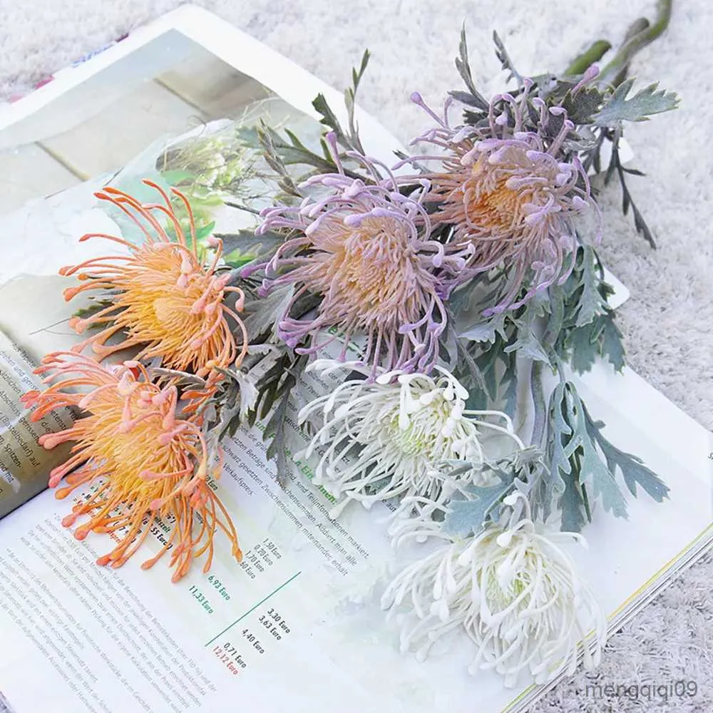 Christmas Decorations Artificial Flowers Short Branch Crab Claw Pincushion Christmas Garland Vase for Home Wedding Decoration Planting