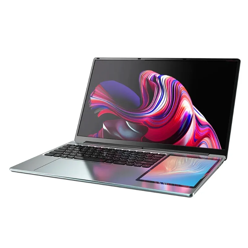 Billig L10 dubbel skärm bärbar dator 15,6 tum ips + 7 '' Touch Intel Celeron N5095 Max 16G DDR4 2T SSD Slim Office Notebook PC Computer