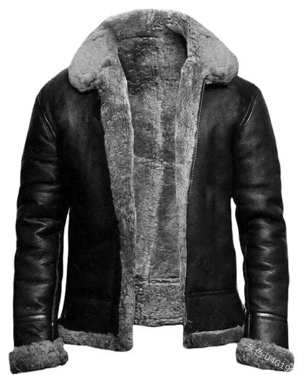 Herrläder Faux Leather Autumn and Winter Men's Artificial Fur Plush Coat Mens Lång ärm Solid Thicken Jacket Warm Soft Coat 230927