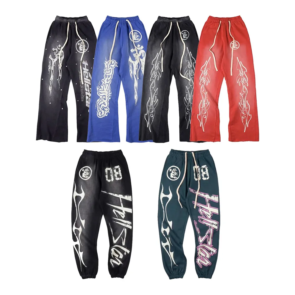 Hellstar Pants Designer Pants Vintage Cargo Pants Joggers Sweatpants Cargos Graffiti Print Sweatpant Jogger Pantalon Cargo Splash Ink High Street Hip Hop Casais