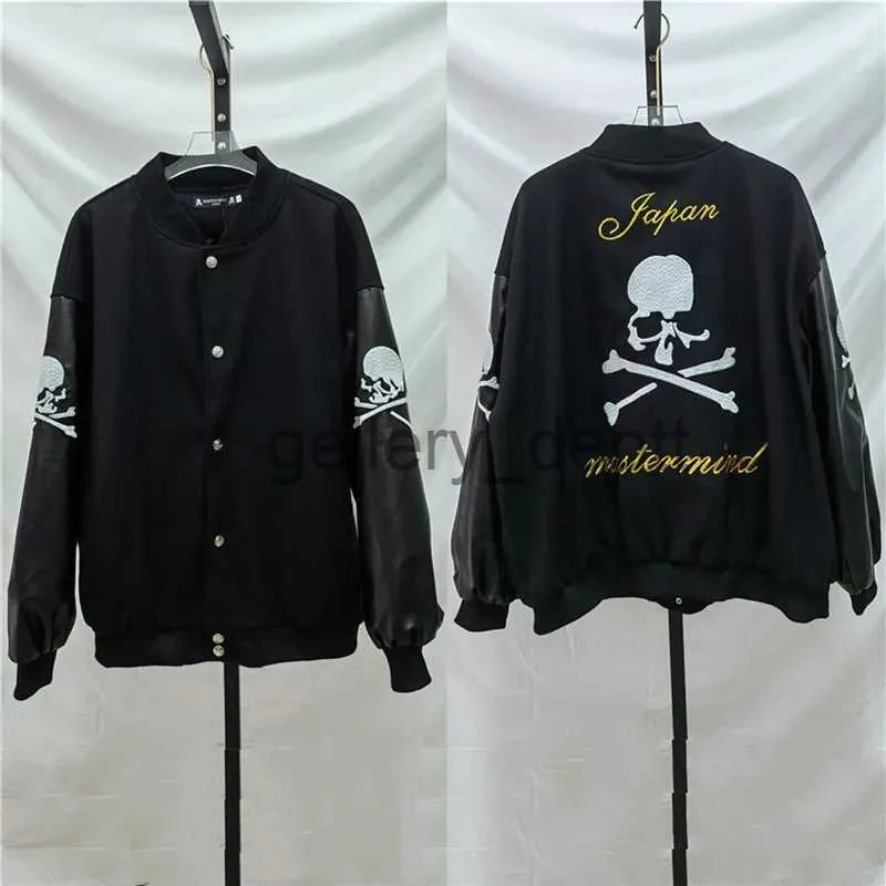 Herrjackor Ny MMJ Cardigan Mastermind Skull Baseball Uniform Jacket Men's and Women's Patch Wool MMJ Bomber Premium Coat J230928