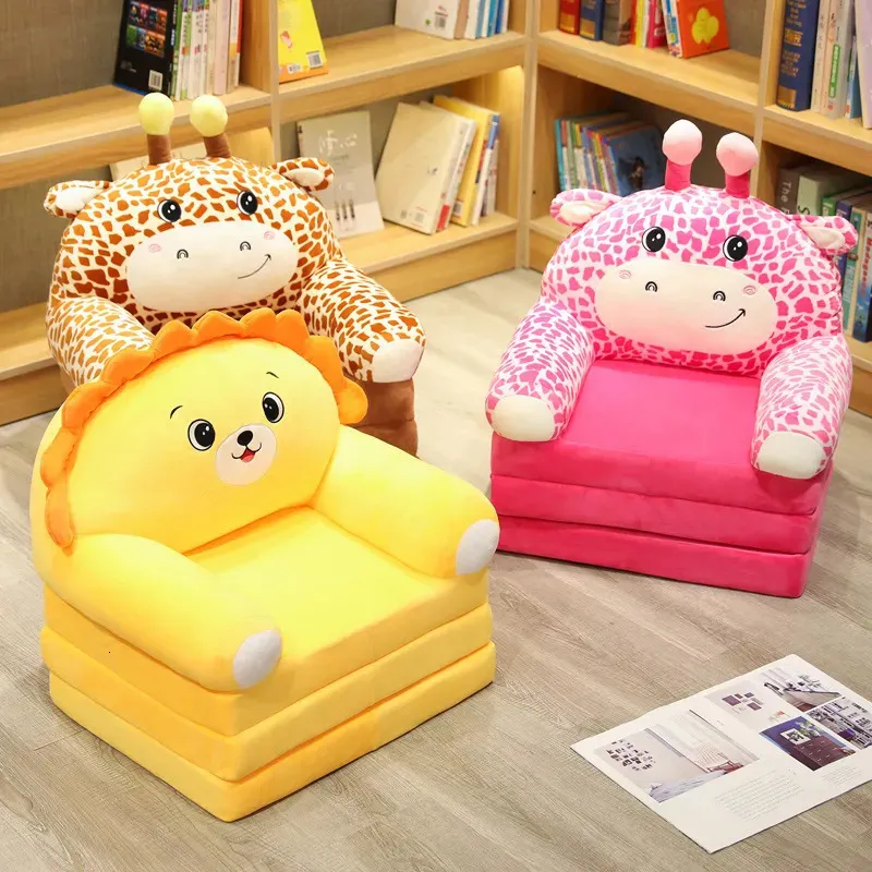 Plush Dolls Creative Sofas Children Sofa Cute Cartoon Lazy Folding Kids Chair Bed Girl Princess Baby Toddler Dual-purpose Seat All Couch 230927